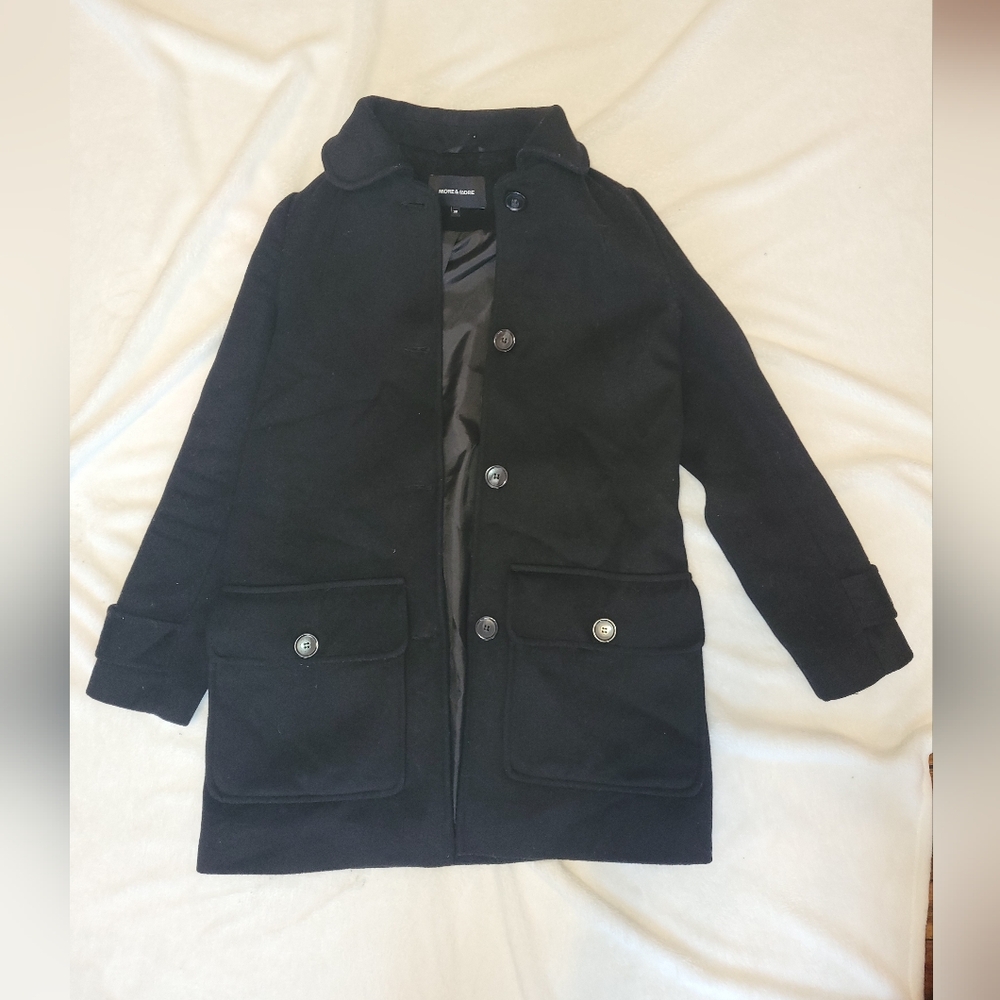 More & More Black Wool Blend Long Coat Size 38 Minimalist Quiet Luxury - Picture 3 of 7